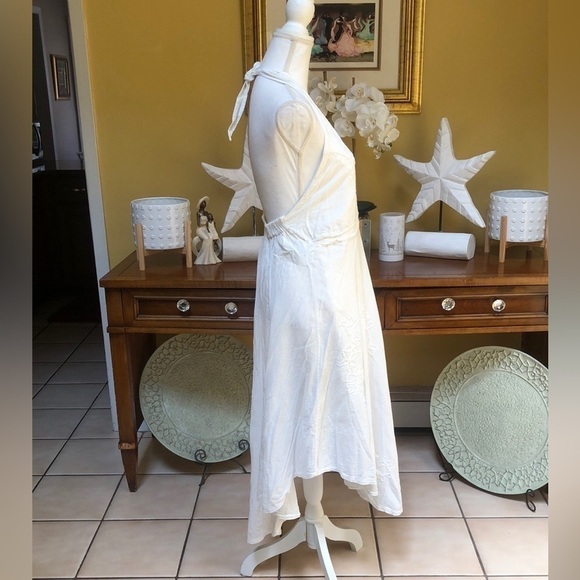 Frama’z Women’s 100% Peruvian Cotton White Halter Top Kerchief MIDI Dress 12 - Picture 5 of 16